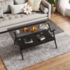 Rectangle Coffee Table With Tempered Glass Top And Black MDF Shelf, Modern Table For Living Room - Gray - Image 7