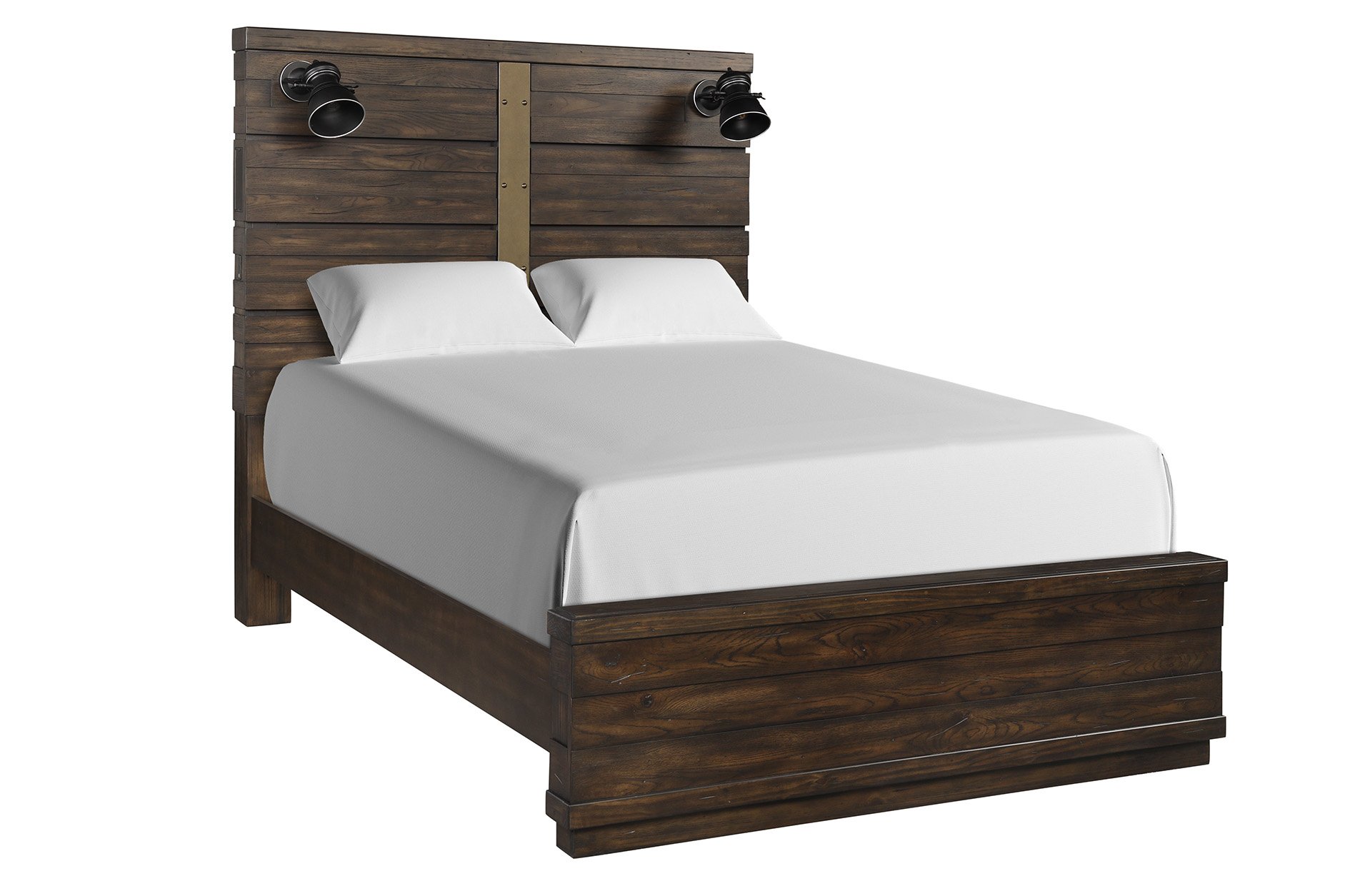 King Industrial Farmhouse Designed Bed With Bluetooth - Brown - Image 2