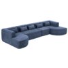 Upholstered Sofa Free Combined Sofa Couch With 2 Chaise Lounge And 5 Back Pillows For Living Room - Blue - Image 16