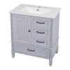 30" Bathroom Vanity With Sink, Bathroom Cabinet With A Door, 3 Drawers Legs, Adiustable Foot Pads - Gray - Image 11