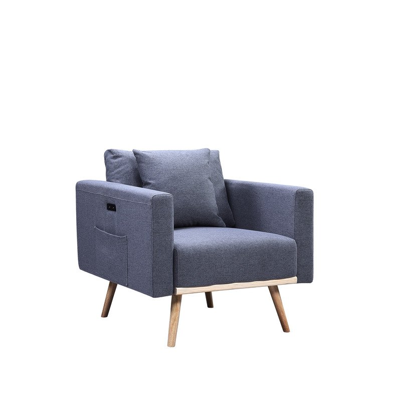Easton - Linen Fabric Sofa Loveseat Chair Living Room Set With USB Charging Ports Pockets And Pillows (Set of 3) - Dark Gray - Image 7