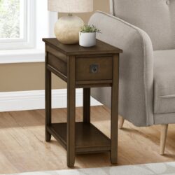 Accent End Table, Narrow, Storage Drawer, Transitional - Espresso