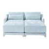 Elegant 2 Seater Sofa With Ottoman And Lumbar Pillows Chenille High Quality Wood - Sky Blue - Image 22