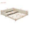 Queen & Twin Long Size Upholstered Platform Bed, Mother & Child Bed - Beige - Image 18