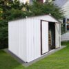 10'x8' Garden Sheds Outdoor Storage Sheds - White / Coffee - Image 4
