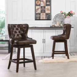 Holmes - Tufted High Back 360 Swivel Counter Height Barstool - Mid Brown