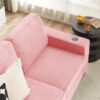 Modern Snowfleece Fabric 3 Seater Sofa With Cup Holders For Living Room Bedroom Office - Pink - Image 7