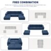 Modular U Shaped Sectional With Ottomans, Luxury Cloud Floor Couch With Deep Seat Fully Compressed Upholstered Sofa - Navy - Image 20