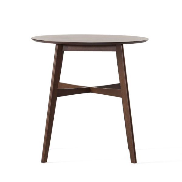 Round Counter Height Dining Table With Thick Rubberwood Legs And Support Beams - Walnut