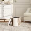 Brandy - Round Upholstered Storage Ottoman With Leather Accent - Flax White - Image 9