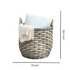 Round Resin Woven Wicker Multi Use Storage Basket With Handles - Cream / Gray - Image 3