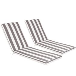 2 Pieces Set Outdoor Lounge Chair Cushion Replacement Patio Furniture Seat Cushion Chaise Lounge Cushion - Gray / White