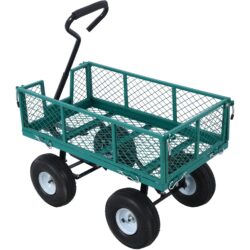 Steel Garden Cart With Mesh Removable Sides 3 Cu Ft 550 Lb Capacity Steel - Green