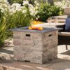 Classic Design Square Fire Pit With Top And 40, 000 Btu Heat Output - Stone Gray - Image 2