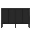 Modern Metal Sideboard Cabinet With 4 Glass Doors, Steel Kitchen Storage And Coffee Bar Cabinet - Black - Image 19