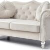 Elegant Flared Arm Loveseat - Ivory - Image 7
