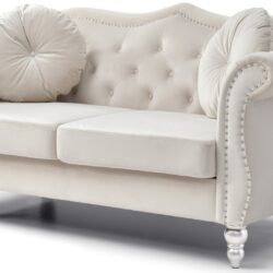 Elegant Flared Arm Loveseat - Ivory