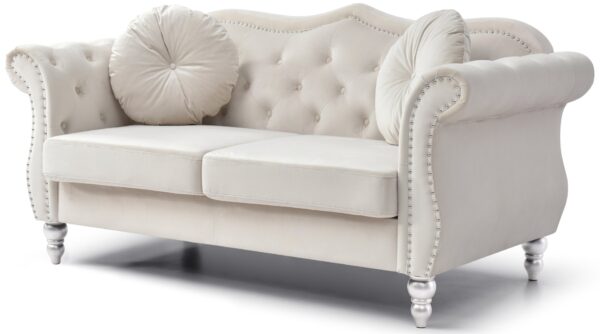 Elegant Flared Arm Loveseat - Ivory