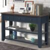 49'' Rectangular Solid 3 Drawer 2 Shelf Console Table - Blue - Image 5