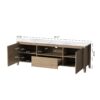 Modern TV Stand With LED Lights Entertainment Center TV Cabinet With Storage For Up To 80" For Gaming Living Room Bedroom - Natural Wood Wash - Image 6