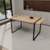 Modern Dining Table Set With Suede Chairs, Rectangular Metal Base, 4 Piece - Gray / Brown - Image 8