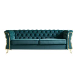 Modern Tufted Velvet Sofa For Living Room - Green