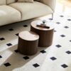 Handcrafted Nested Table Set 2 Pieces, Round Coffee Table - Walnut Color - Image 7