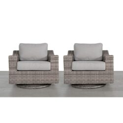 Elegant Swivel Patio Chair With Luxurious Cushions Perfect For Outdoor Relaxation (Set of 2) - Gray Mix