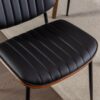 Dining Chairs Mid-Century Modern Retro Faux Leather Chair With Walnut Bentwood Back Upholstered Seat Metal Legs Adjustable Foot For Kitchen Dining Room Chairs (Set of 2) - Black - Image 12