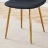 Luxury Simple Chair (Set of 4) Linen Cotton High Resilience Dining Chair With Metal en Legs - Black / Gold - Image 12