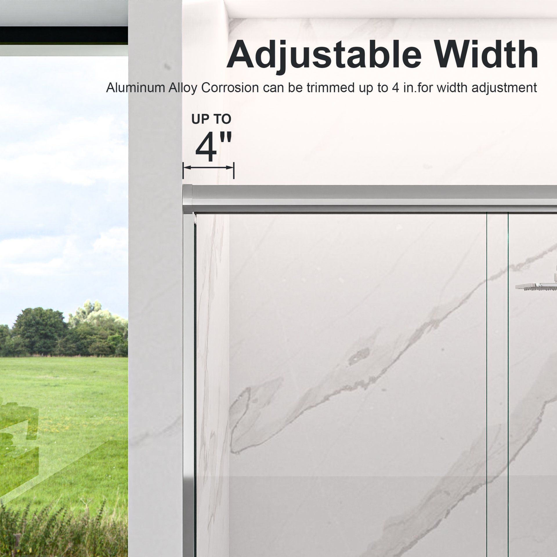 Semi Frameless Double Sliding Shower Door With 6Mm Sgcc Tempered Glass - Chrome - Image 9