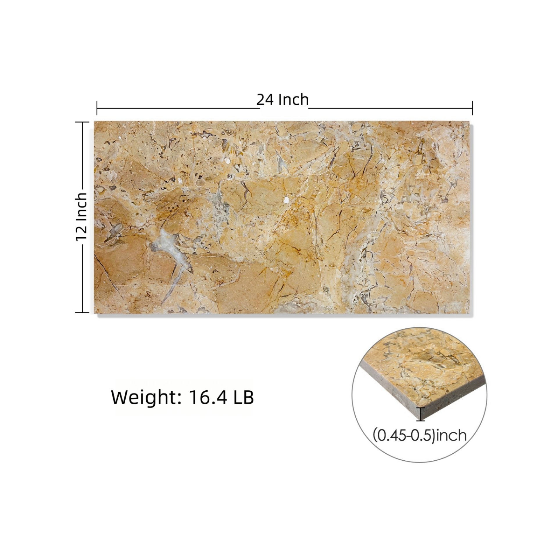 Marble For Floor And Wall Polished Marble Tile Stone (Set of 4) - Beige / Gold - Image 3
