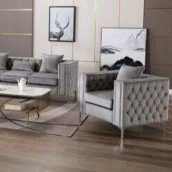 Lorreto - Velvet Chair - Gray