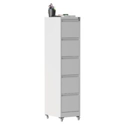 Heavy Duty 5 Drawer Metal Vertical File Cabinet With Lock And Wheels For Home Office - Brushed Nickel