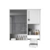 Modern Wall Mounted Bathroom Medicine Cabinet, Bathroom Wall Storage Cabinet With Mirror, Over The Toilet Space Saver Cabinet With Towels Bar - White - Image 10