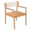 Creative Braided Acacia Wood Outdoor Dining Table And Chairs With Armrests (Set of 2) - Teak / White - Image 7