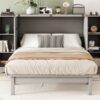 Full Size Murphy Bed With Shelves, Drawers And USB Ports - Gray - Image 21