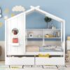 Twin Size House Bed With 2 Drawers, Kids Bed With Storage Shelf - White - Image 2