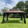 13 0 Outdoor Patio Gazebo Canopy Tent With Ventilated Double Roof And Mosquito Net (Detachable Mesh Screen On All Sides) Suitable For Lawn Garden Backyard And Deck Top - Brown - Image 5