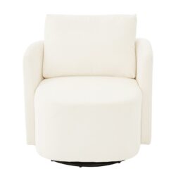 360° Swivel Chair With Upholstered Curved Design - Beige