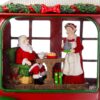 Christmas Plastic / Resin Camper With Mr & Mrs Santa Tea Time LED / Water Spinning / 2 Way Switch, 3*AA Required - Red - Image 5