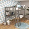 Everest - Full Size For Kids And Toddlers High Loft Bed With Desk And Storage - Gray - Image 4