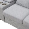 Upholstered Sofa With Console, 2 Cupholders And 2 USB Ports Wired Or Wirelessly Charged, Modern Linen Fabric Couches With 4 Pillows (4 Seat) - Light Gray - Image 12