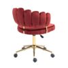 Velvet Home Office Desk Chair, Modern Cute Computer Chair With Swivel Wheels, Height Adjustable - Wine Red - Image 15