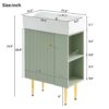 Bathroom Vanity, Combo Cabinet, Bathroom Storage Cabinet, Single Ceramic Sink, Right Side Storage - Green - Image 9