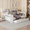 Full Size Daybed With 3 Drawers USB Ports And Desk - White - Image 21