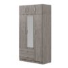 Modern 3 Door Mirror Wardrobe With 2 Drawers And Top Cabinet - Gray - Image 6