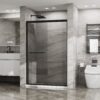 Matte Black Double Sliding Glass Shower Door With Aluminum Frame And SGCC Clear Tempered Glass - Black - Image 8