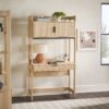 Transitional Reeded Desk With Hutch And Drawers Plus Tech Management - Oak - Image 5