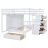 Full Over Twin Bunk Bed With Wardrobe, Drawers - White - Image 4